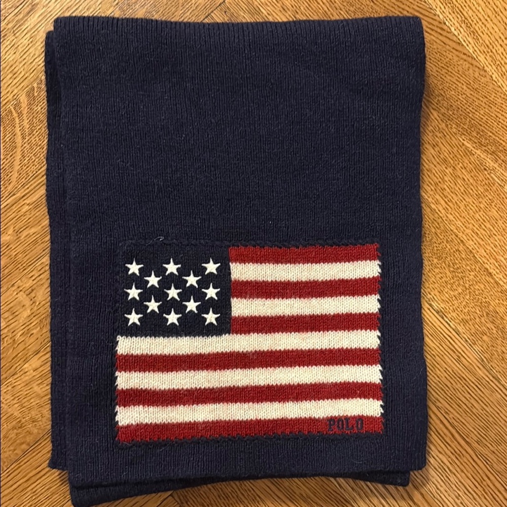 Ralph Lauren Navy Scarf with American Flag Design